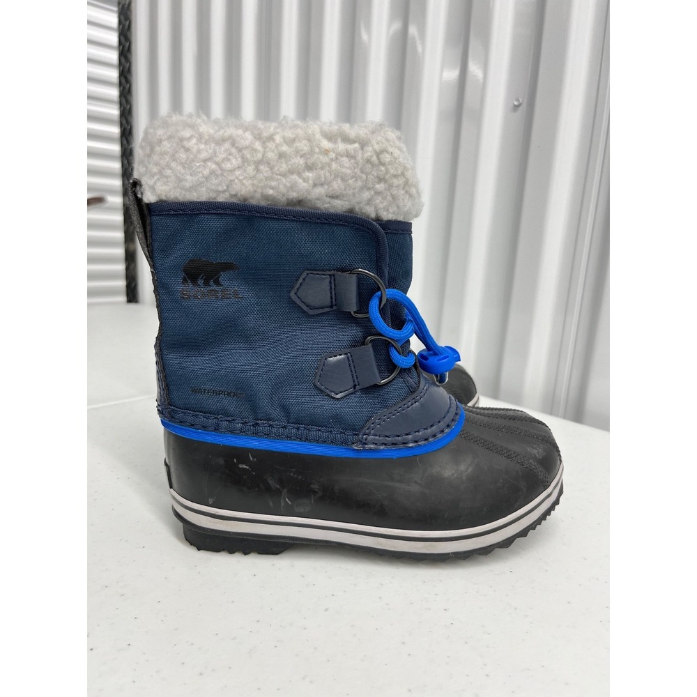 Sorel Yoot Pac Nylon Blue Kids Winter Boots Waterproof Snow Shoes Size 13 NC1962